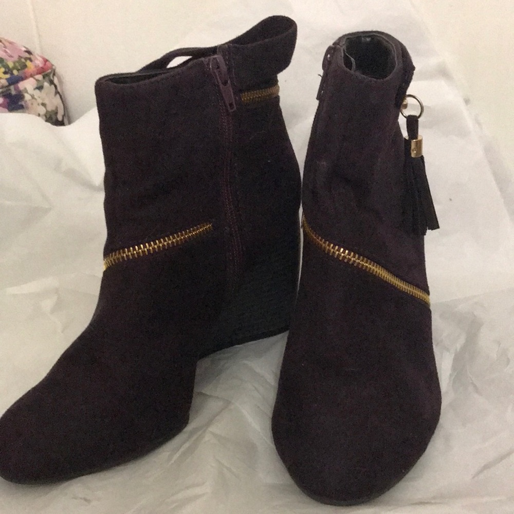 Size7 dark purple burgundy wedge3.5inch tall
